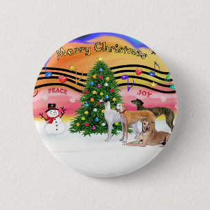 Badge Rond 5 Cm Musique de Noël 2 - Greyhounds (quatre)