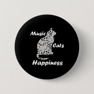 Badge Rond 5 Cm Musique et chats est une citation du bonheur