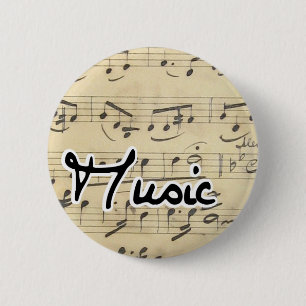 Badge Rond 5 Cm Musique - musique de feuille vintage