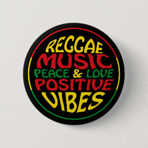 Badge Rond 5 Cm Musique reggae avec des paroles et des citations p