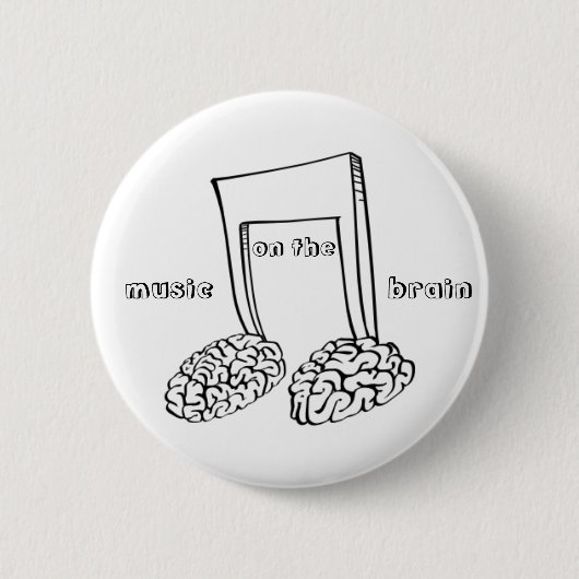 Badge Rond 5 Cm Musique sur le cerveau (Devant)