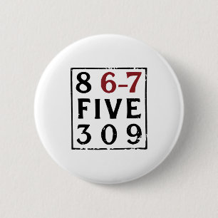Badge Rond 5 Cm Musique Vintage 80's 86-75309 Jenny 8675309 Six Se