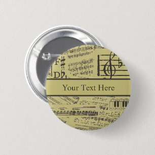Badge Rond 5 Cm Musique vintage Note Musique Motif Thème musicien