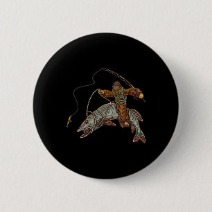 Badge Rond 5 Cm Muskie Fishing Tigre Musky Chasse Pêcheur Bigfoot