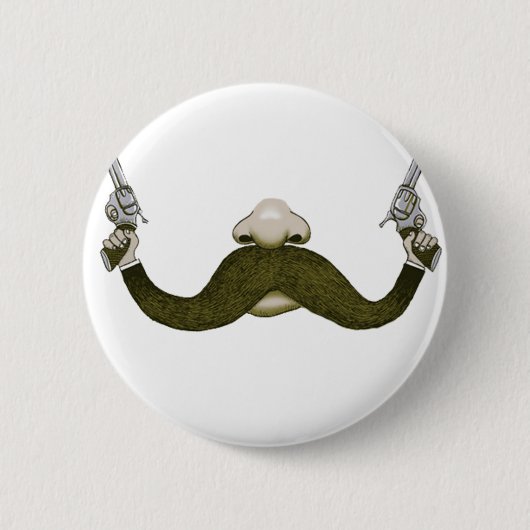 Badge Rond 5 Cm Mustache Cowboy (Devant)