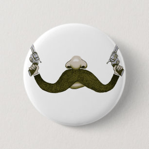 Badge Rond 5 Cm Mustache Cowboy