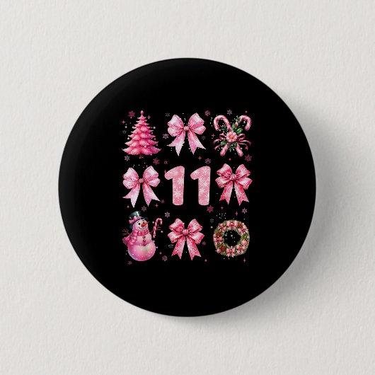 Badge Rond 5 Cm My 11th Birthday Nk Santa Coquette Snowman 11 Year (Devant)