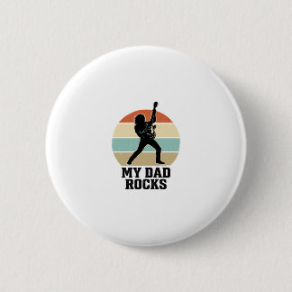 Badge Rond 5 Cm My Dad Rocks Vintage Guitar Sunset Shirt Design_1