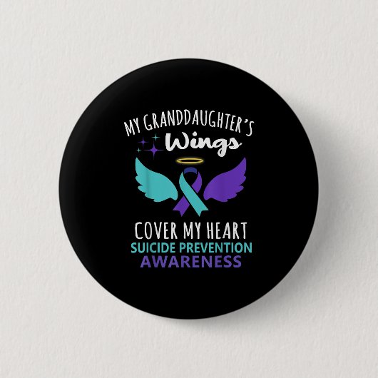 Badge Rond 5 Cm My Granddaughters Wings Cover Heart Suicide Awaren (Devant)