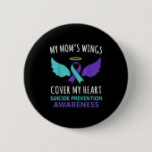 Badge Rond 5 Cm My Mom's Wings Cover Heart Suicide Awareness Ribbo (Devant)