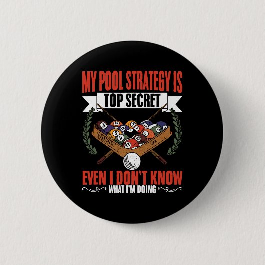 Badge Rond 5 Cm My Pool Strategy Snooker Jeu Pool Joueurs de billa (Devant)
