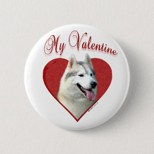 Badge Rond 5 Cm My Siberian Husky Valentine : Love Huskies