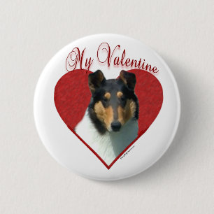 Badge Rond 5 Cm My Smooth Collie Valentine; Tricolor Collie
