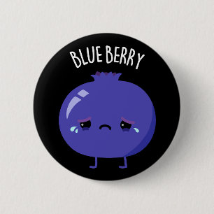 Badge Rond 5 Cm Myrtille Blague Myrtille Bleue Fond Sombre