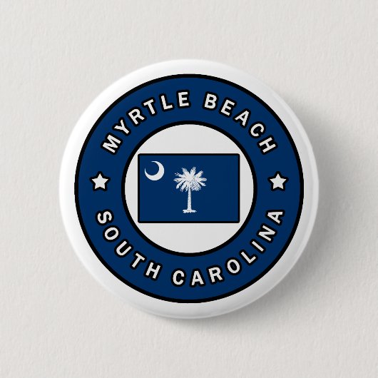 Badge Rond 5 Cm Myrtle Beach Caroline du Sud (Devant)
