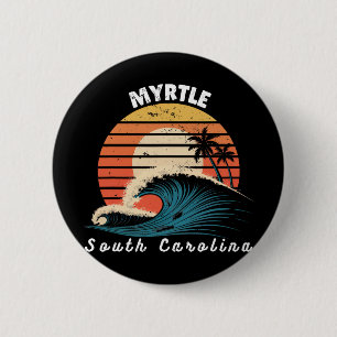 Badge Rond 5 Cm Myrtle Beach Caroline du Sud Femmes Hommes Surfboa