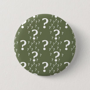 Badge Rond 5 Cm Mystère question marque énigme puzzle vert olive