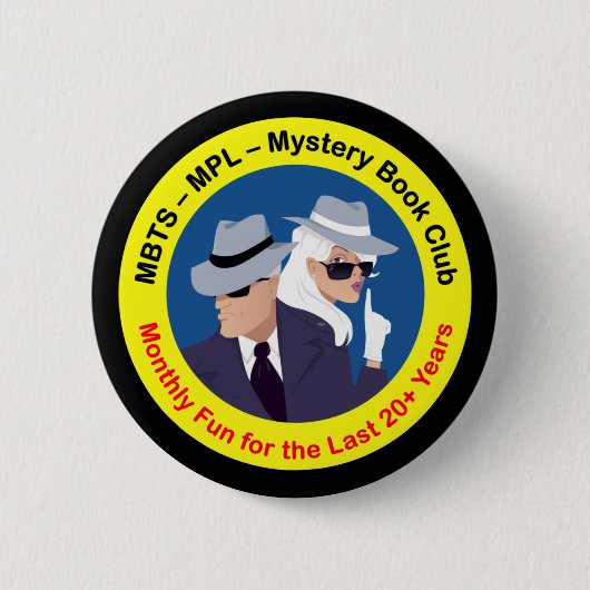 Badge Rond 5 Cm Mystery Book Club Celebration Pin - 20 ans et plus (Devant)