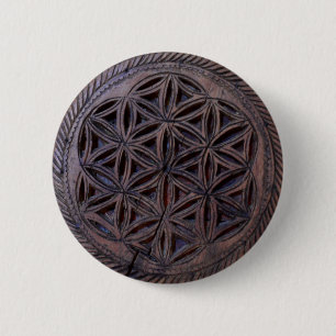 Badge Rond 5 Cm mythe découpé par motif ethnique en bois de