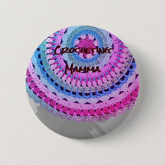 Badge Rond 5 Cm N° 1 : épingle "Mamma crocheteuse" (Devant)