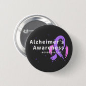 Badge Rond 5 Cm N'abandonnez jamais - La conscience d'Alzheimer (Devant & derrière)