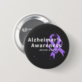Badge Rond 5 Cm N'abandonnez jamais - La conscience d'Alzheimer (Devant & derrière)