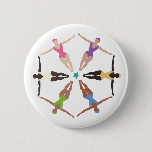 Badge Rond 5 Cm Nageurs synchronisés (Devant)
