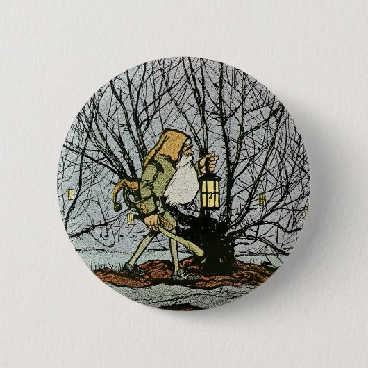 Badge Rond 5 Cm Nain avec une lanterne (Devant)