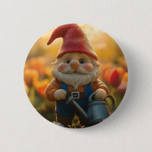Badge Rond 5 Cm Nain de jardin adorable avec arrosoir