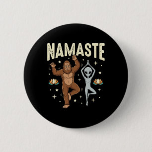 Badge Rond 5 Cm Namaste Bigfoot Alien Yoga Spirituel Lance Lotus F