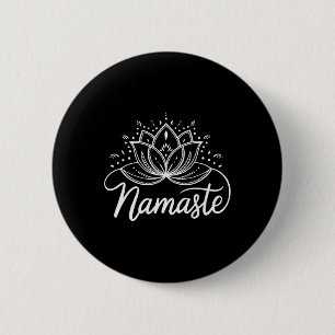 Badge Rond 5 Cm Namaste Fleur de Lotus Méditation Yoga Mandala