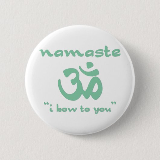 Badge Rond 5 Cm Namaste - Je vous salue (en vert) (Devant)
