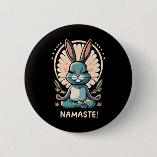 Badge Rond 5 Cm namaste lapin yoga lapin méditation