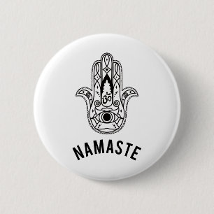 Badge Rond 5 Cm Namaste Main Hamsa Yoga Hindouisme Védas Ohm