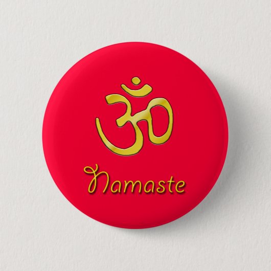 Badge Rond 5 Cm Namaste Om Bouton rouge base/racine chakra (Devant)