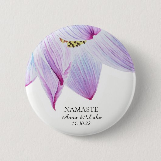 Badge Rond 5 Cm *~* Namaste Rose Bleu Magenta Lotus (Devant)