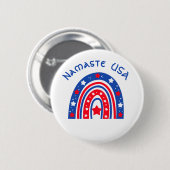 Badge Rond 5 Cm Namaste USA Patriotic Rainbow (Devant & derrière)
