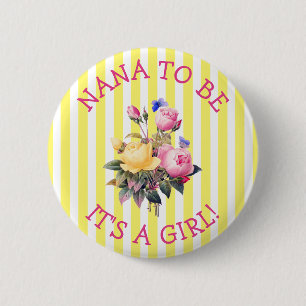 Badge Rond 5 Cm NANA à être bouton floral rose de baby shower