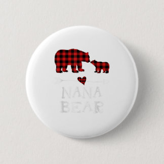 Badge Rond 5 Cm Nana Bear Pajama de Noël Rouge Plaid Bu