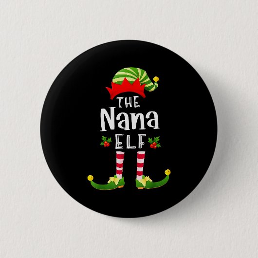 Badge Rond 5 Cm Nana Christmas Elf Matching Pajama X-mas Party (Devant)