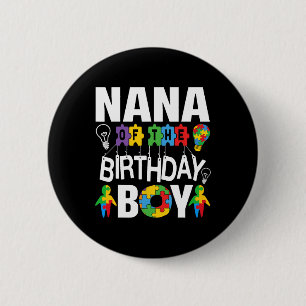 Badge Rond 5 Cm Nana du garçon d'anniversaire Grand-mère autiste