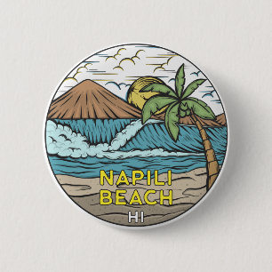 Badge Rond 5 Cm Napili Beach Hawaii Vintage