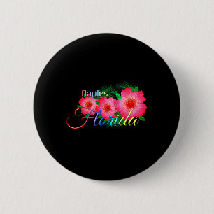 Badge Rond 5 Cm Naples Florida Fleurs tropicales Vacances en famil