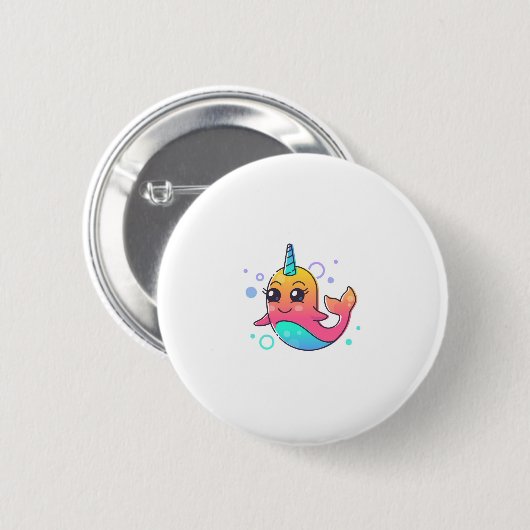 Badge Rond 5 Cm Narwhal (Devant & derrière)