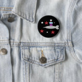 Badge Rond 5 Cm Narwhal et le cupcake Space (En situation)