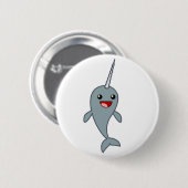 Badge Rond 5 Cm Narwhal heureux (Devant & derrière)