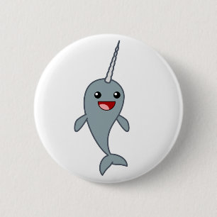 Badge Rond 5 Cm Narwhal heureux
