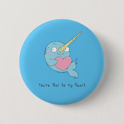 Badge Rond 5 Cm Narwhal Hugging Coeur Saint-Valentin Bouton (Devant)