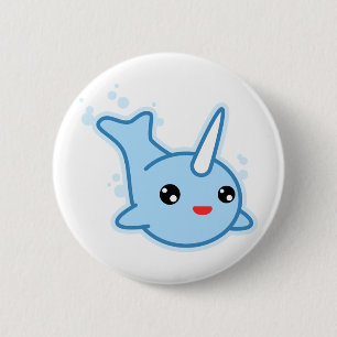 Badge Rond 5 Cm Narwhal Kawaii