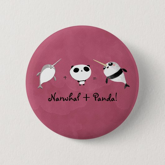 Badge Rond 5 Cm Narwhal plus le panda ! (Devant)
